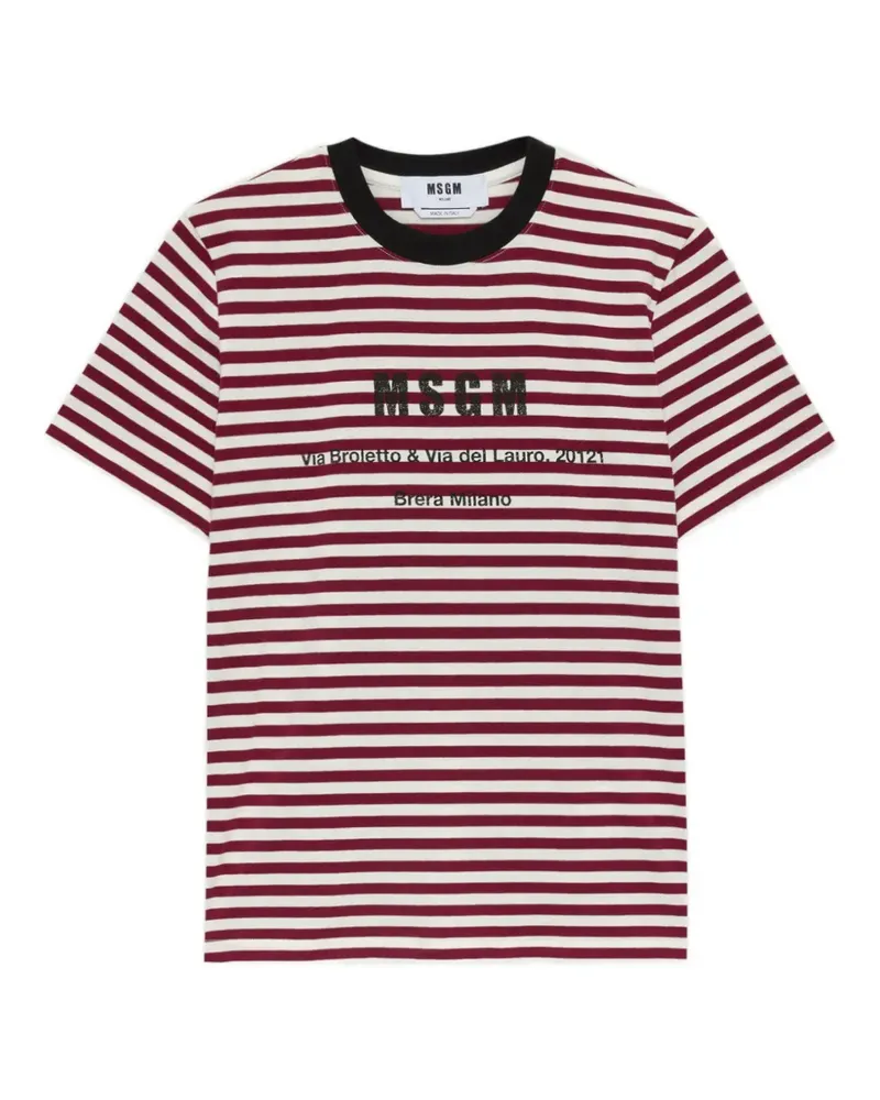 MSGM striped crew neck T-shirt - Rot Rot