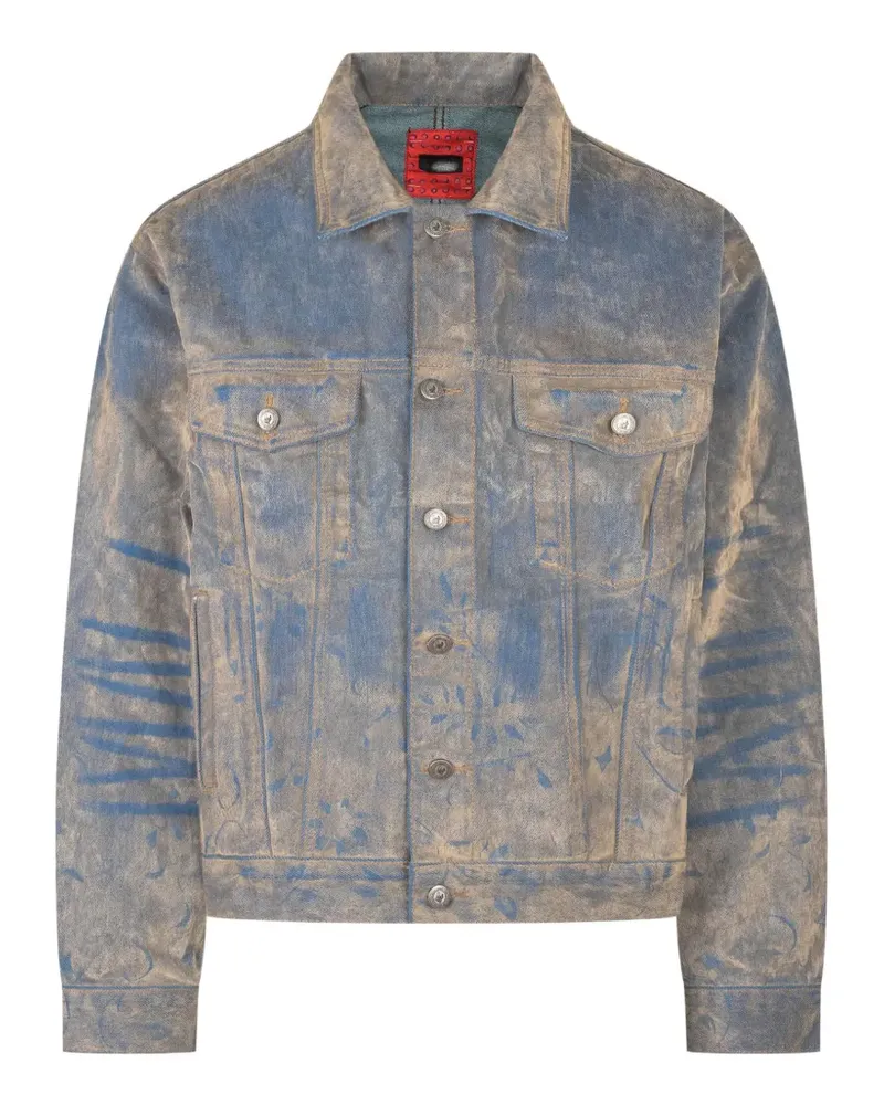 KidSuper floral-print flock denim jacket - Blau Blau