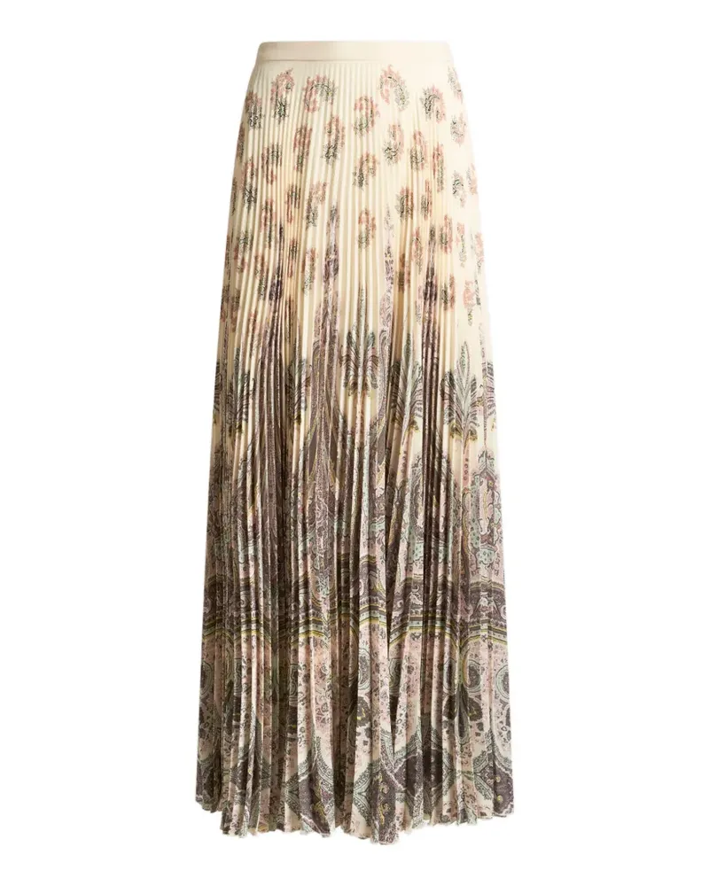 Etro placed print pleated maxi skirt - Nude Nude