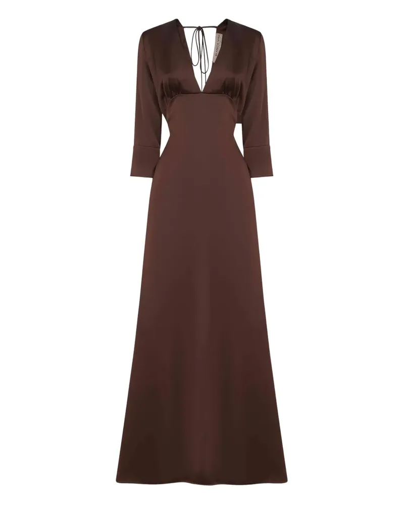 Blanca Ausgestelltes Maxikleid mit Krawatte - Braun Braun