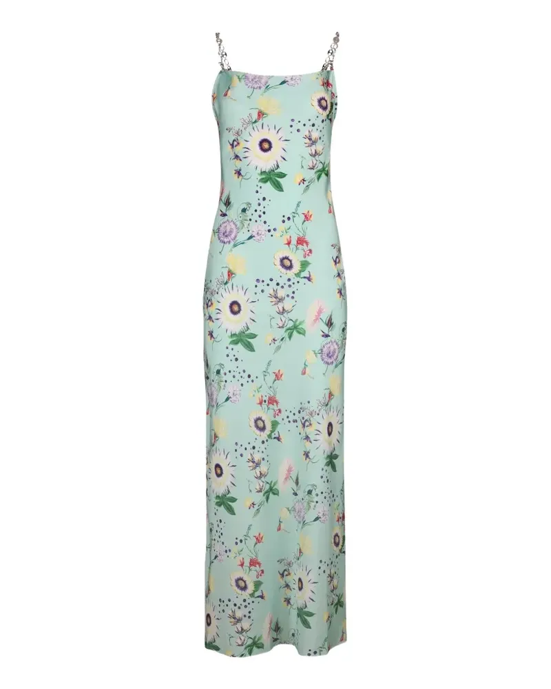 Paco Rabanne floral-print chain-detail maxi dress - Blau Blau