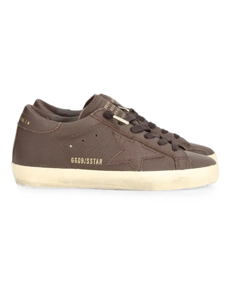 Golden Goose Super-Star in dark brown leather with tone-on-tone leather star - Braun Braun