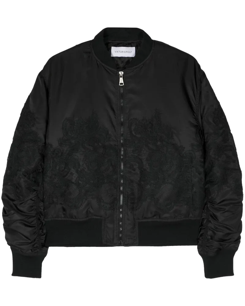 Viktor & Rolf Bikerjacke mit Spitze - Schwarz Schwarz