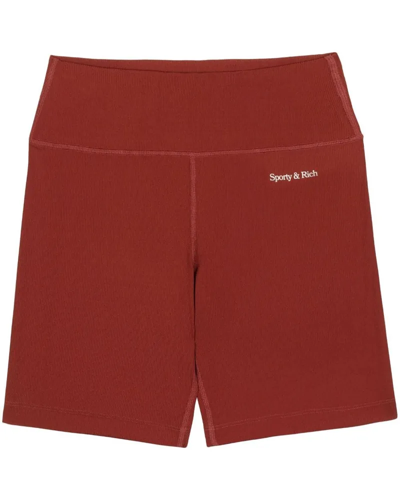SPORTY & RICH Radlerhose mit Logo-Print - Rot Rot