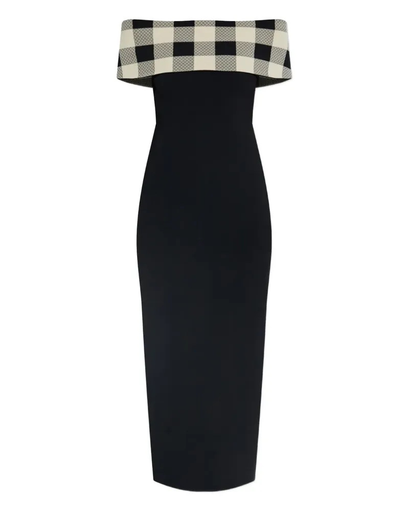Posse off-shoulder checked dress - Schwarz Schwarz