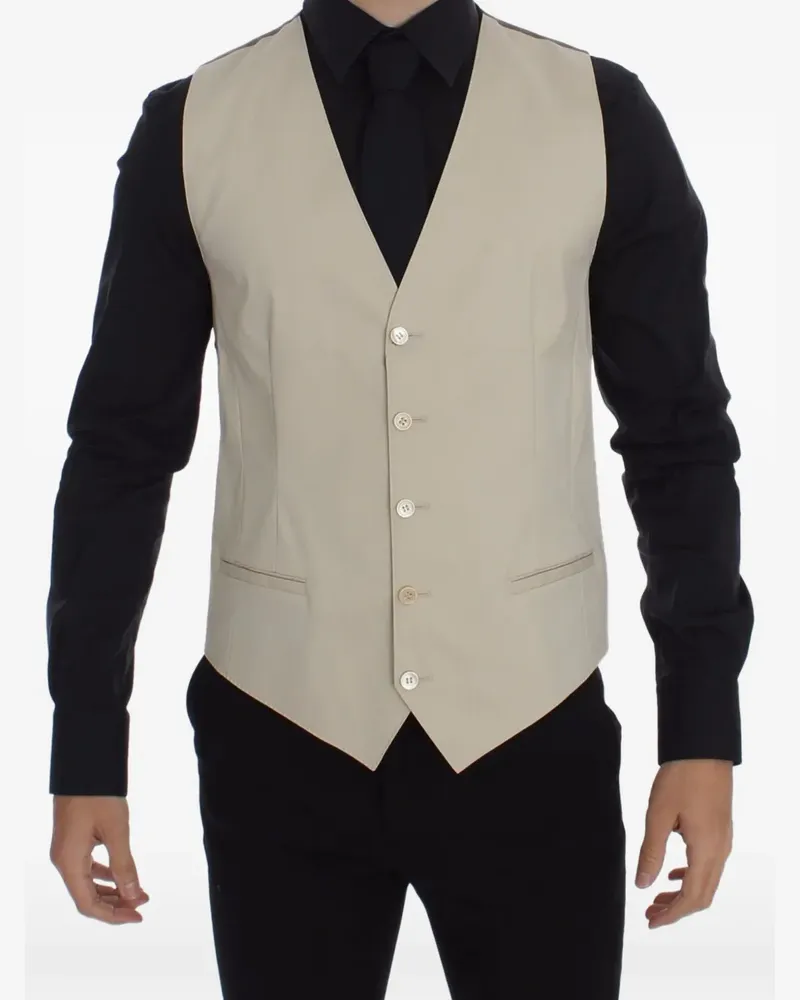 Dolce & Gabbana V-neck button-up vest - Nude Nude
