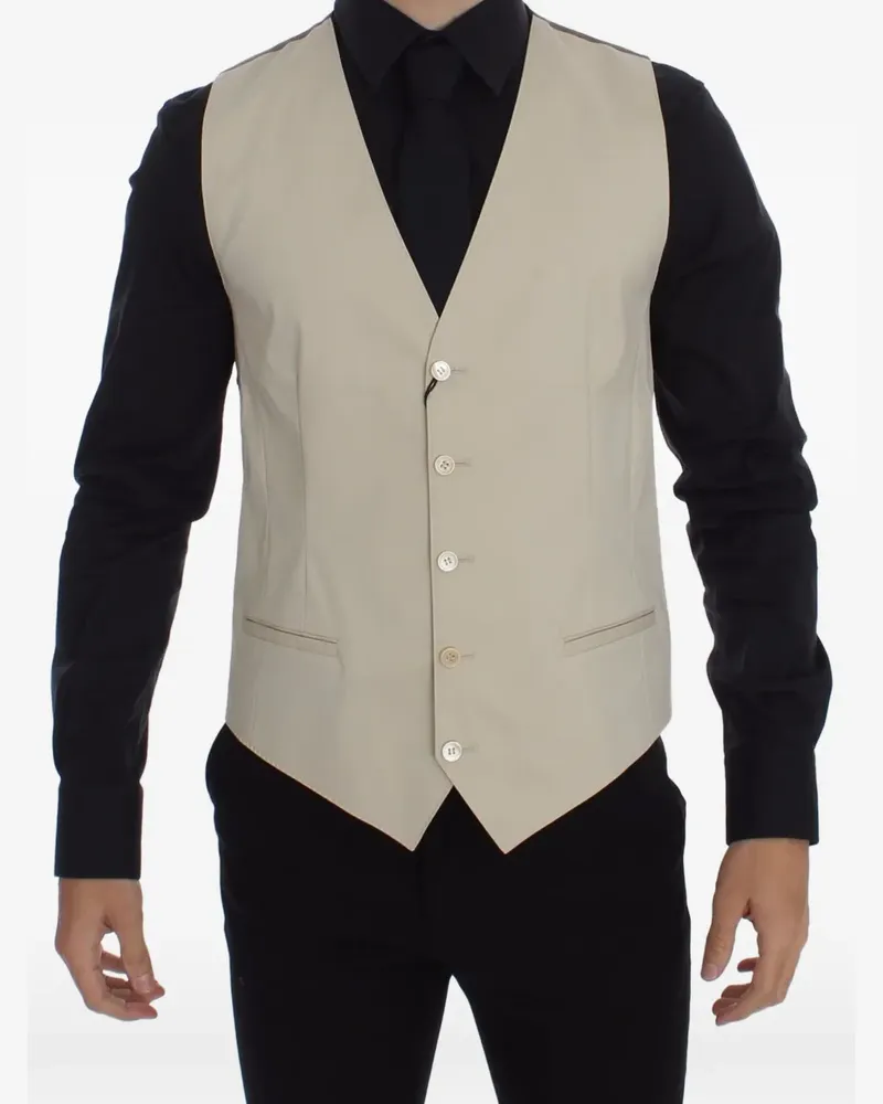 Dolce & Gabbana V-neck button-up vest - Nude Nude