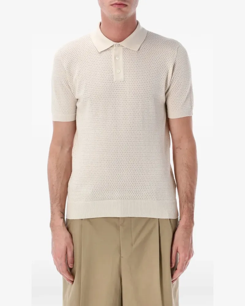 Roberto Collina Poloshirt aus Mesh-Strick - Nude Nude