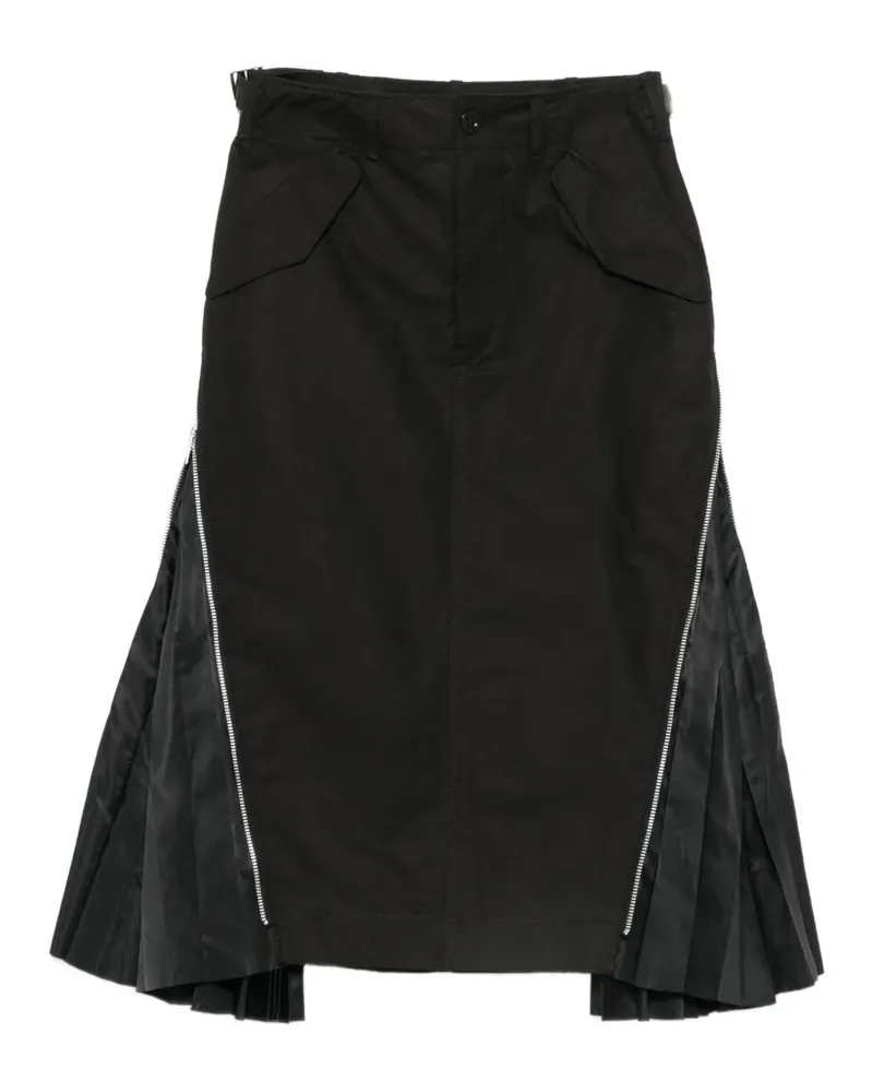 Sacai Rock mit Falten - Schwarz Schwarz