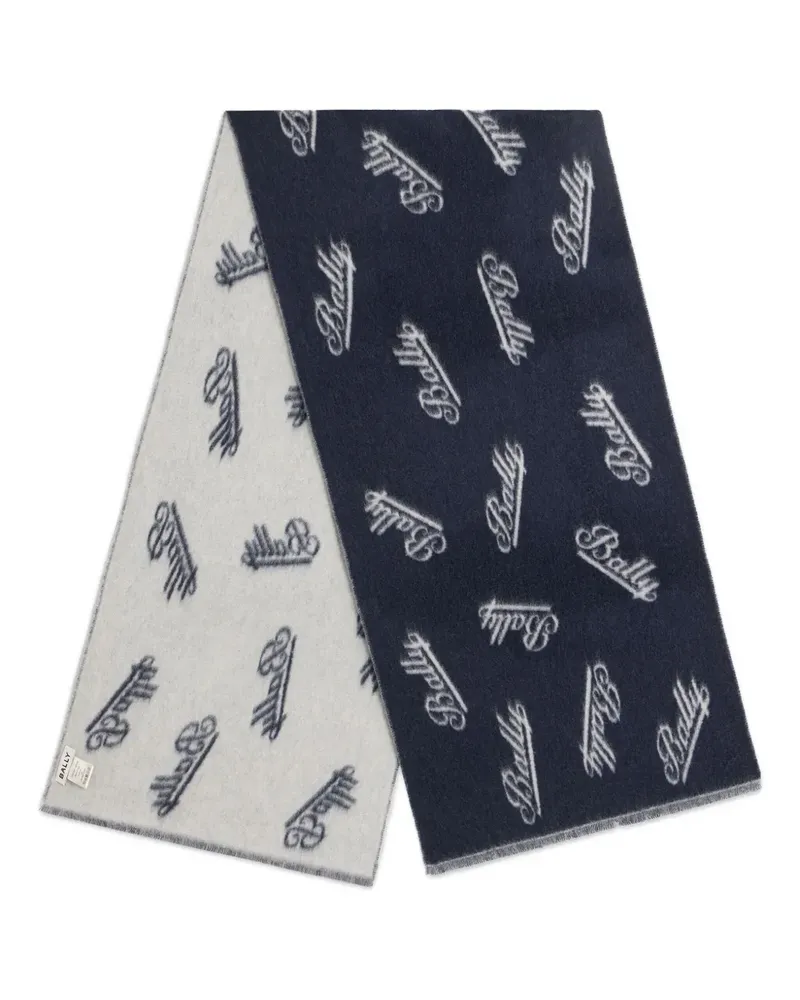 Bally Jacquard-Schal mit Logo - Blau Blau