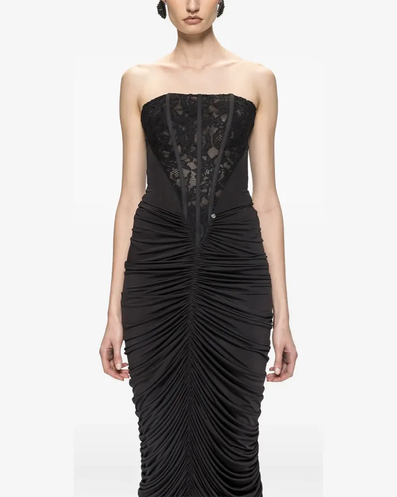 NISSA Gerafftes Corsage-Kleid - Schwarz Schwarz