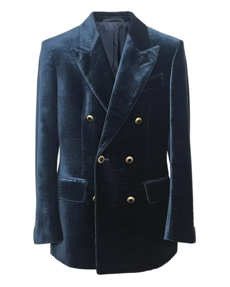 Tom Ford Doppelreihige Smoking-Jacke aus Samt - Blau Blau