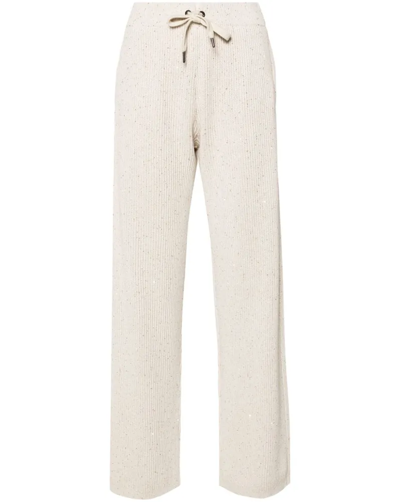 Brunello Cucinelli Strickhose mit Pailletten - Nude Nude