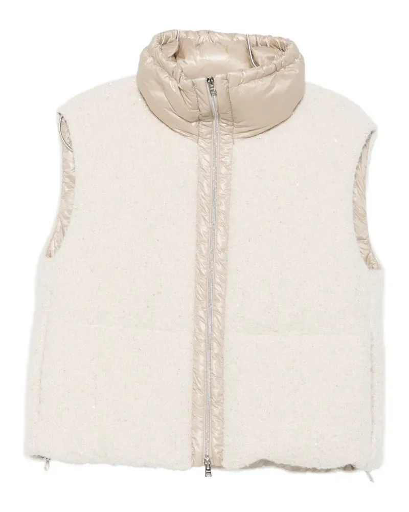 Herno sequin-embellished funnel-neck gilet - Nude Nude
