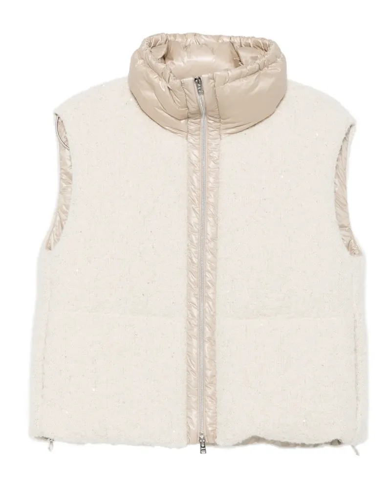 Herno sequin-embellished funnel-neck gilet - Nude Nude