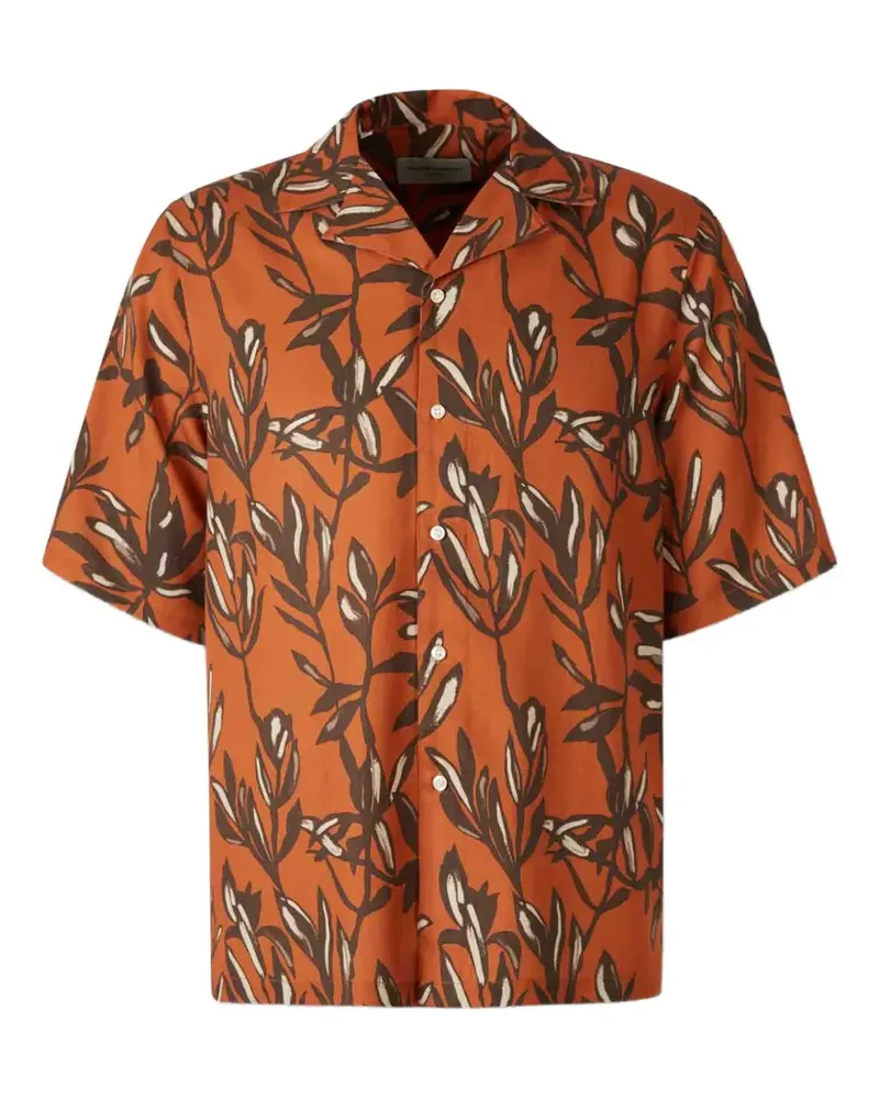 Officine Generale Eren Hemd mit Blatt-Print - Orange Orange