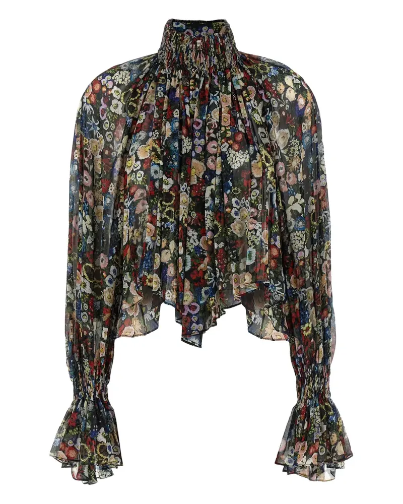 KHAITE floral high-neck blouse - Schwarz Schwarz