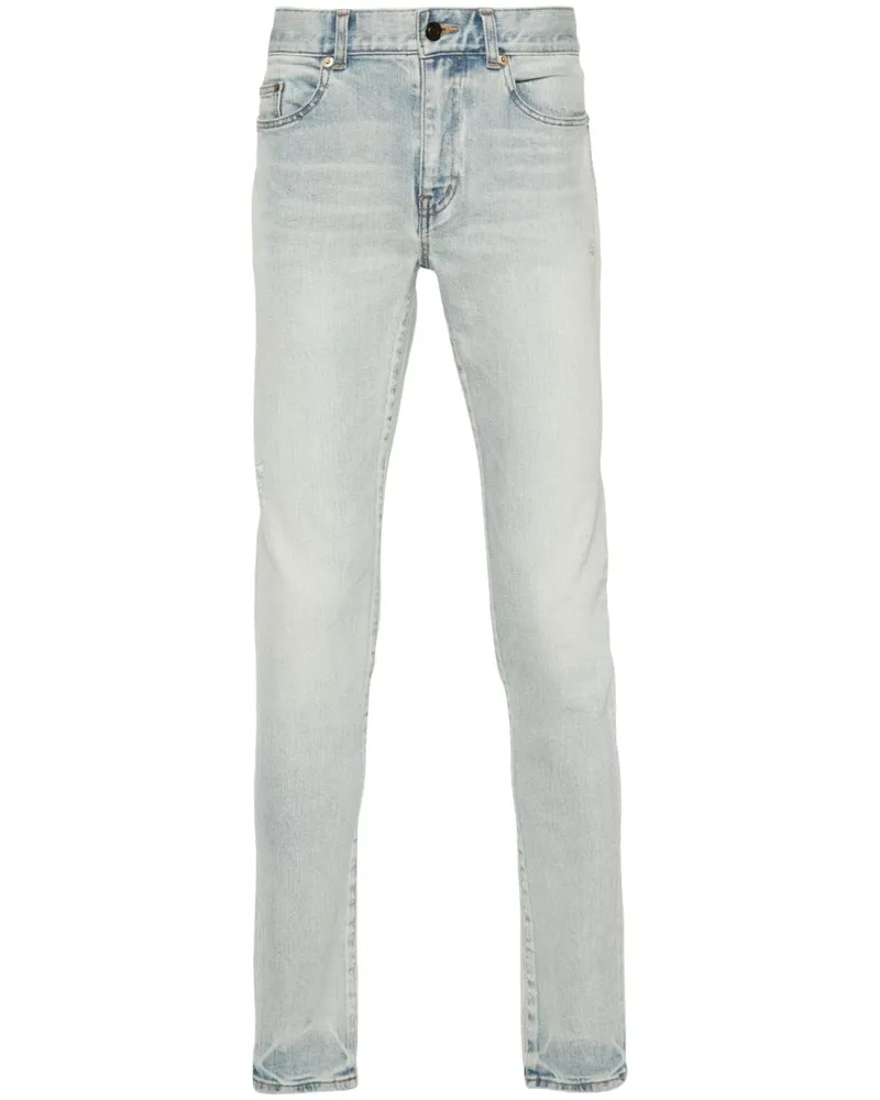 Saint Laurent Ausgeblichene Straight-Leg-Jeans Blau