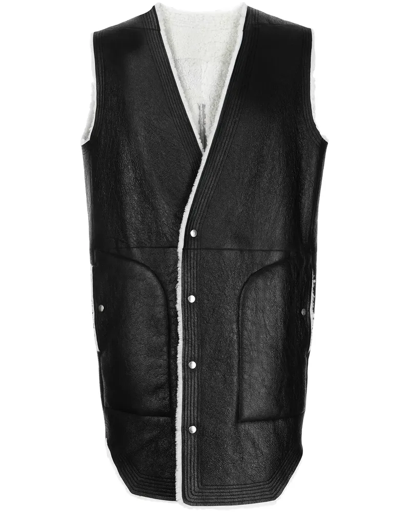 Rick Owens Lederweste mit Kontrastdetails - Schwarz Schwarz