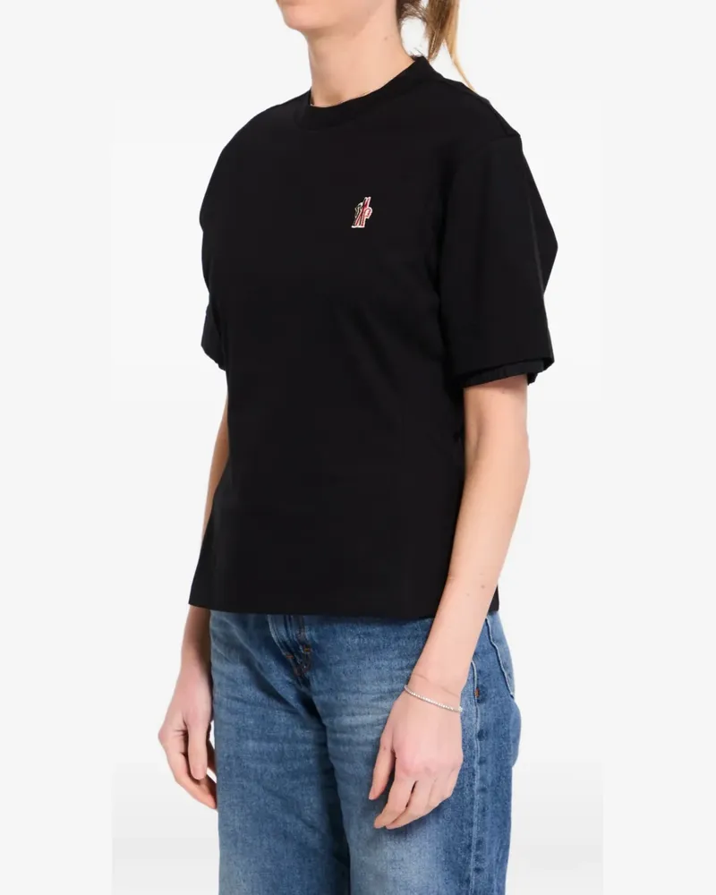 Moncler T-Shirt mit Logo-Patch - Schwarz Schwarz