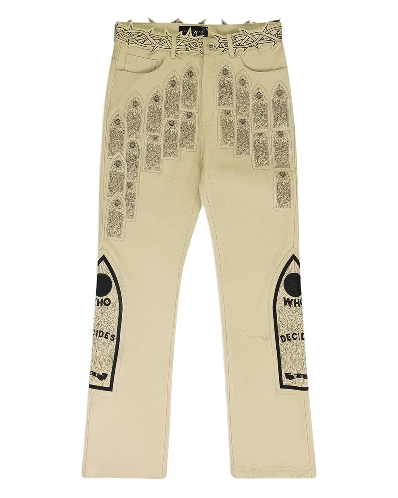 WHO DECIDES WAR Jeans mit Patches - Nude Nude