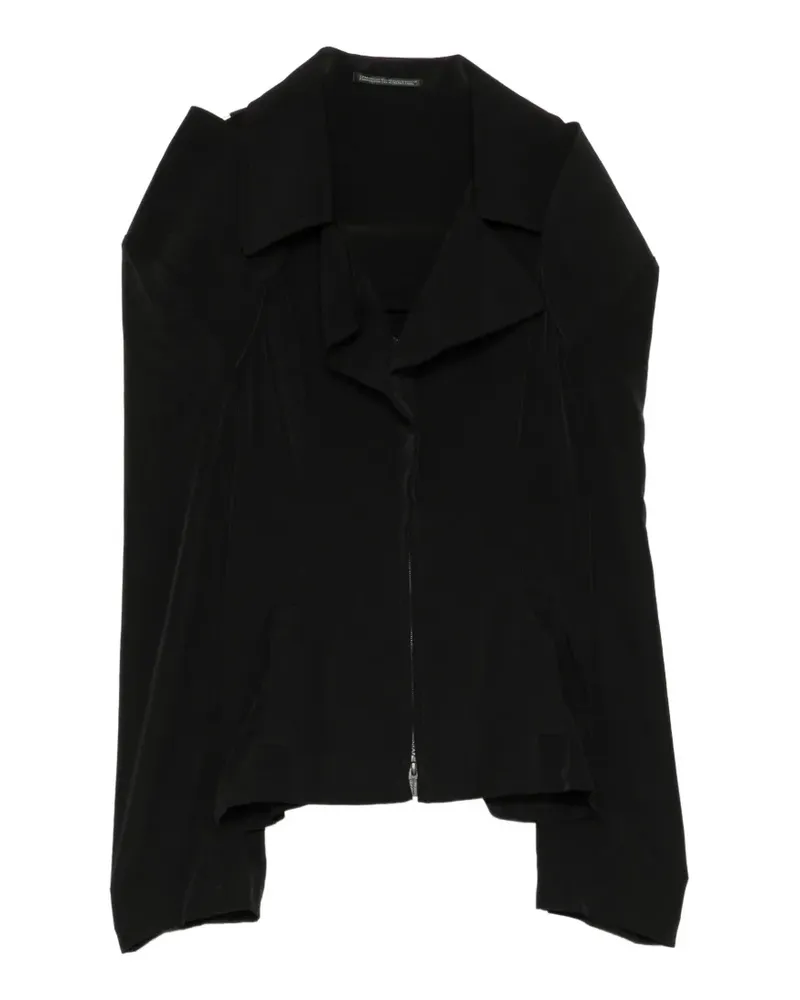 Yohji Yamamoto Crepe de Chine O Schulterjacke - Schwarz Schwarz