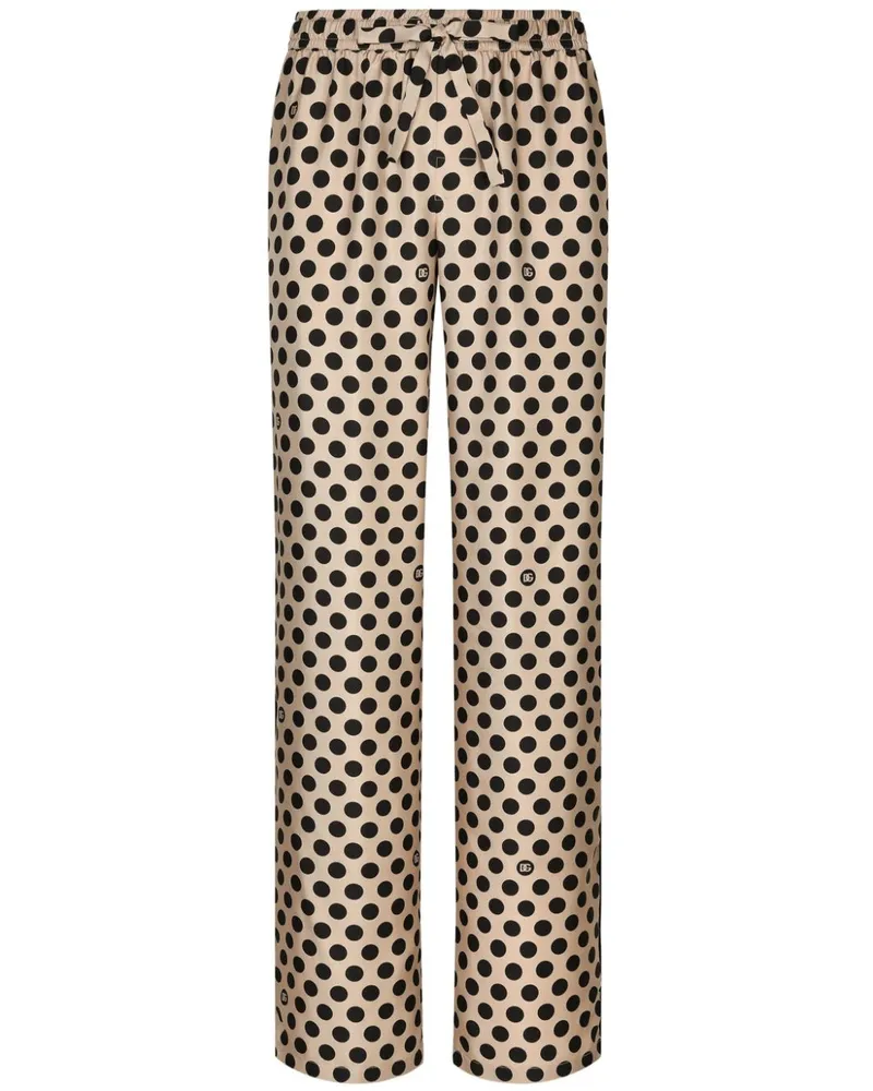 Dolce & Gabbana Seidenhose mit Polka Dots - Braun Braun