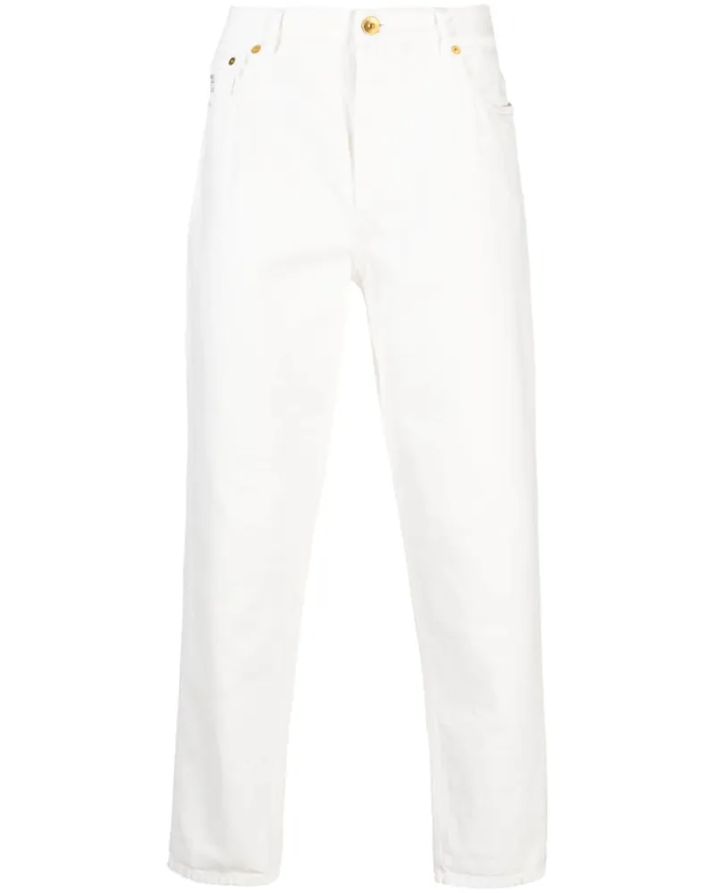 Brunello Cucinelli Tapered-Jeans mit Logo-Stickerei Weiß