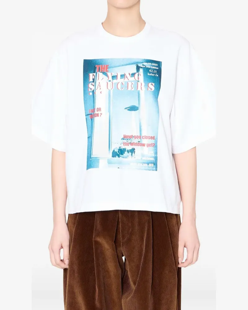 kolor T-Shirt mit grafischem Print - Weiß Weiß