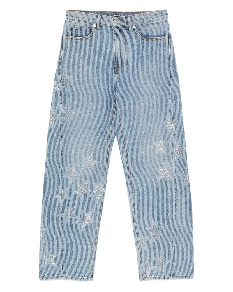 Alexander Wang wave-print star-embellished jeans - Blau Blau