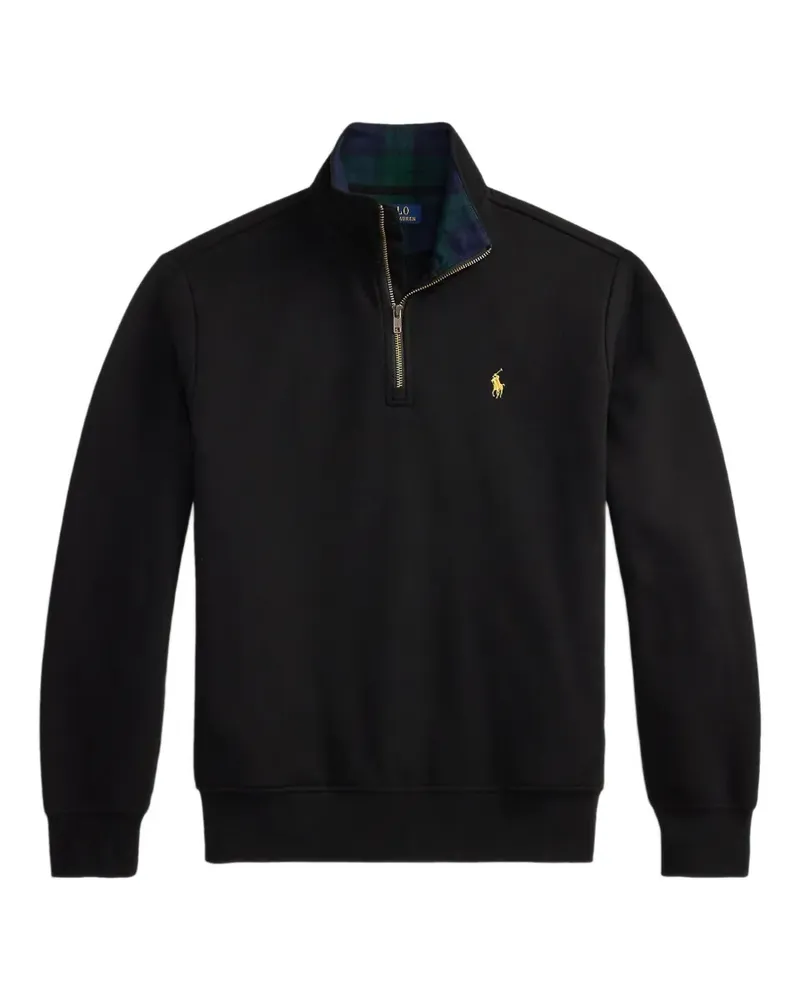 Ralph Lauren Gerippter Estate Pullover mit kurzem Reißverschluss - Schwarz Schwarz