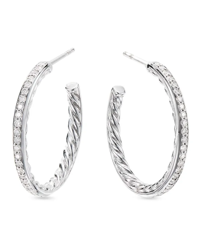 David Yurman Creolen mit Diamanten-Pavé 25,4mm - Silber Silber