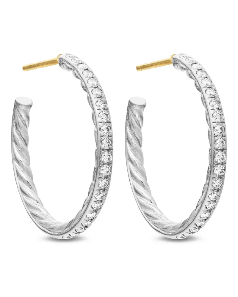 David Yurman Creolen mit Diamanten-Pavé 25,4mm - Silber Silber