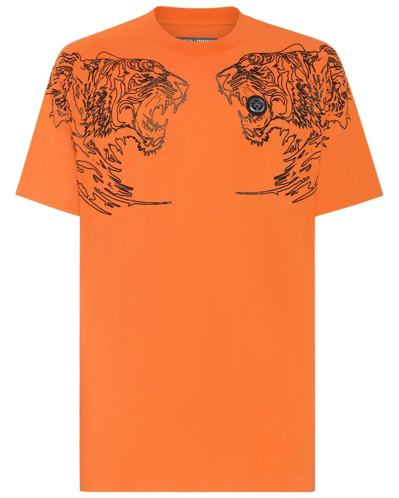 Philipp Plein T-Shirt mit Logo-Patch - Orange Orange