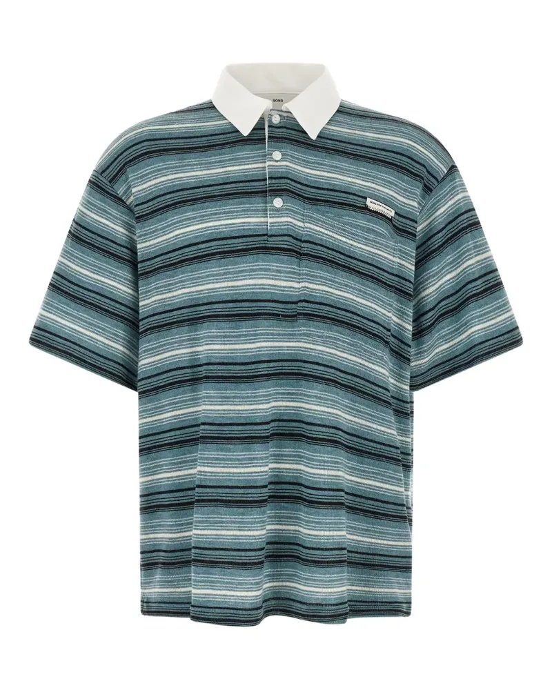 Song For The Mute Gym horizontal-stripe polo shirt - Blau Blau