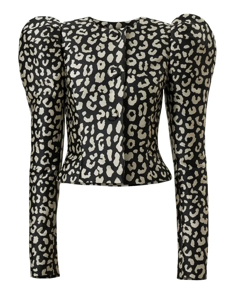 Carolina Herrera New York Jacke mit Leopardenprint und Puffärmeln - Schwarz Schwarz
