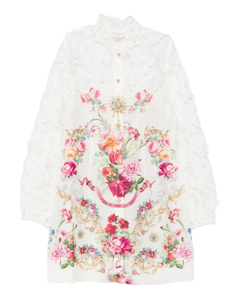 Camilla Minikleid mit Blumenprint - Weiß Weiß