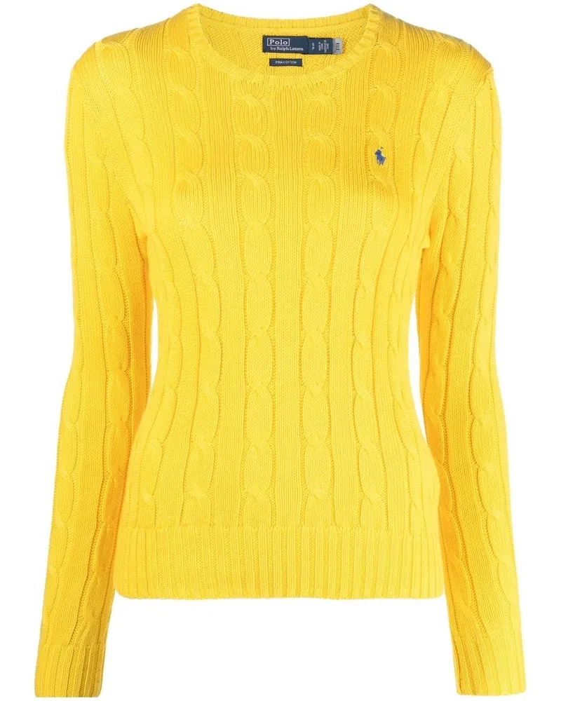 Ralph Lauren Polo Pony Pullover mit Zopfmuster - Gelb Gelb