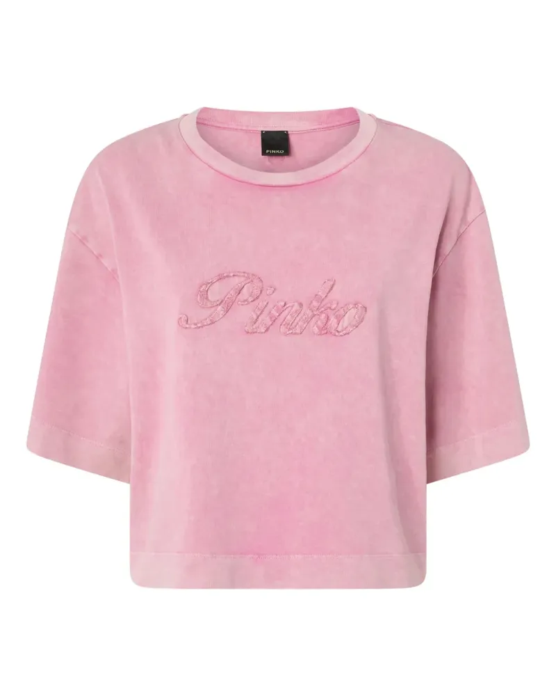 Pinko T-Shirt mit Logo-Stickerei - Rosa Rosa