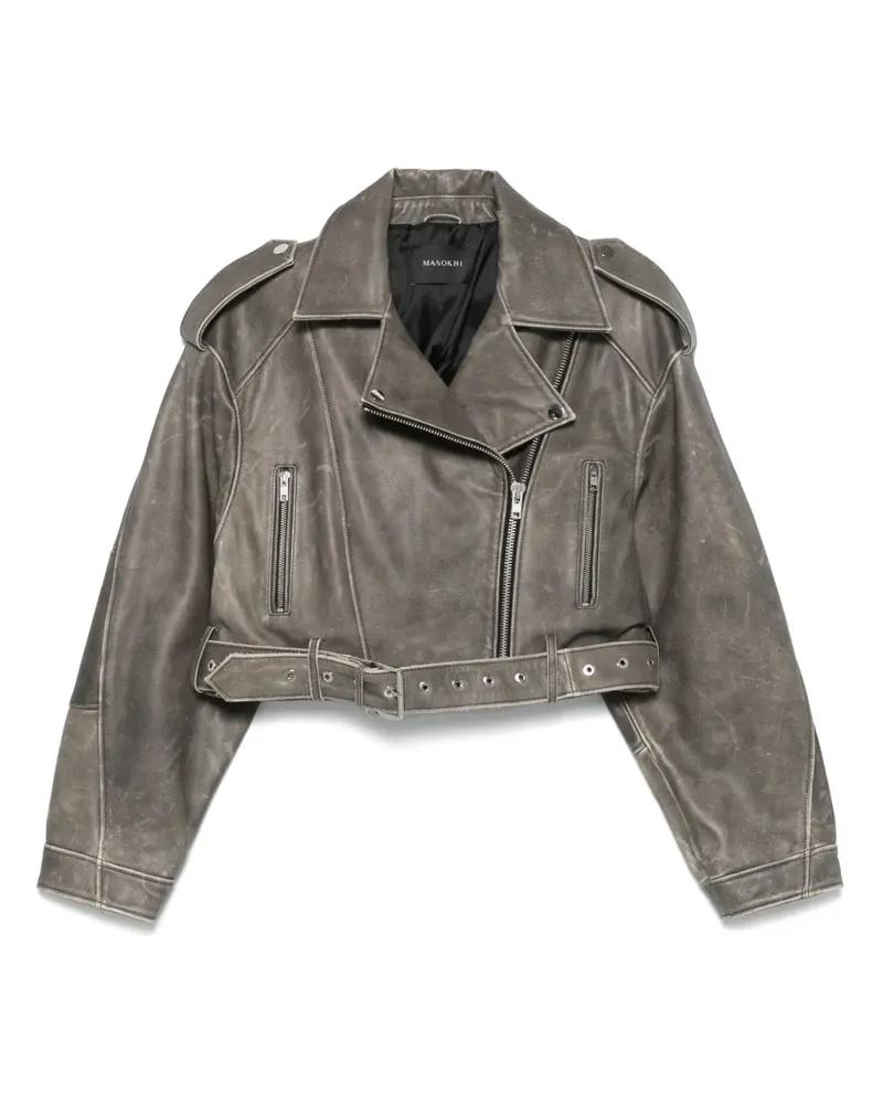Manokhi Klassische Lederjacke - Schwarz Schwarz