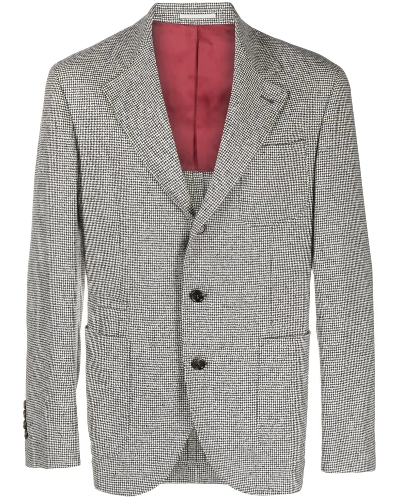 Brunello Cucinelli Anzug mit Hahnentrittmuster - Schwarz Schwarz
