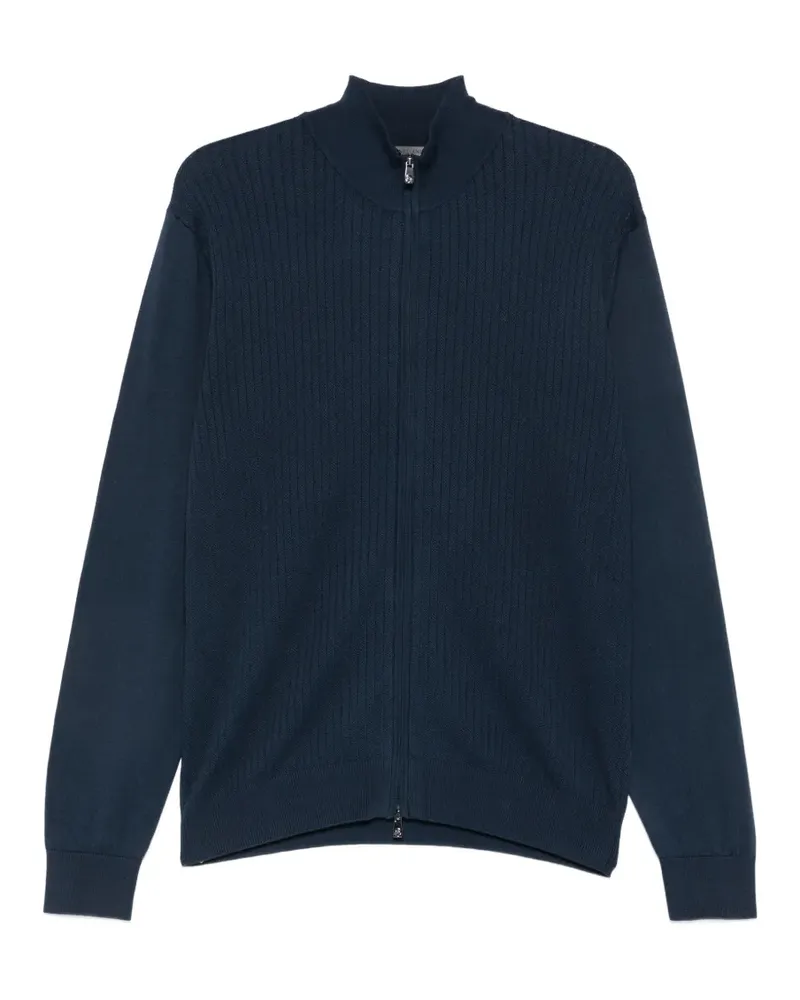 Corneliani Gerippter Cardigan mit Reißverschluss - Blau Blau