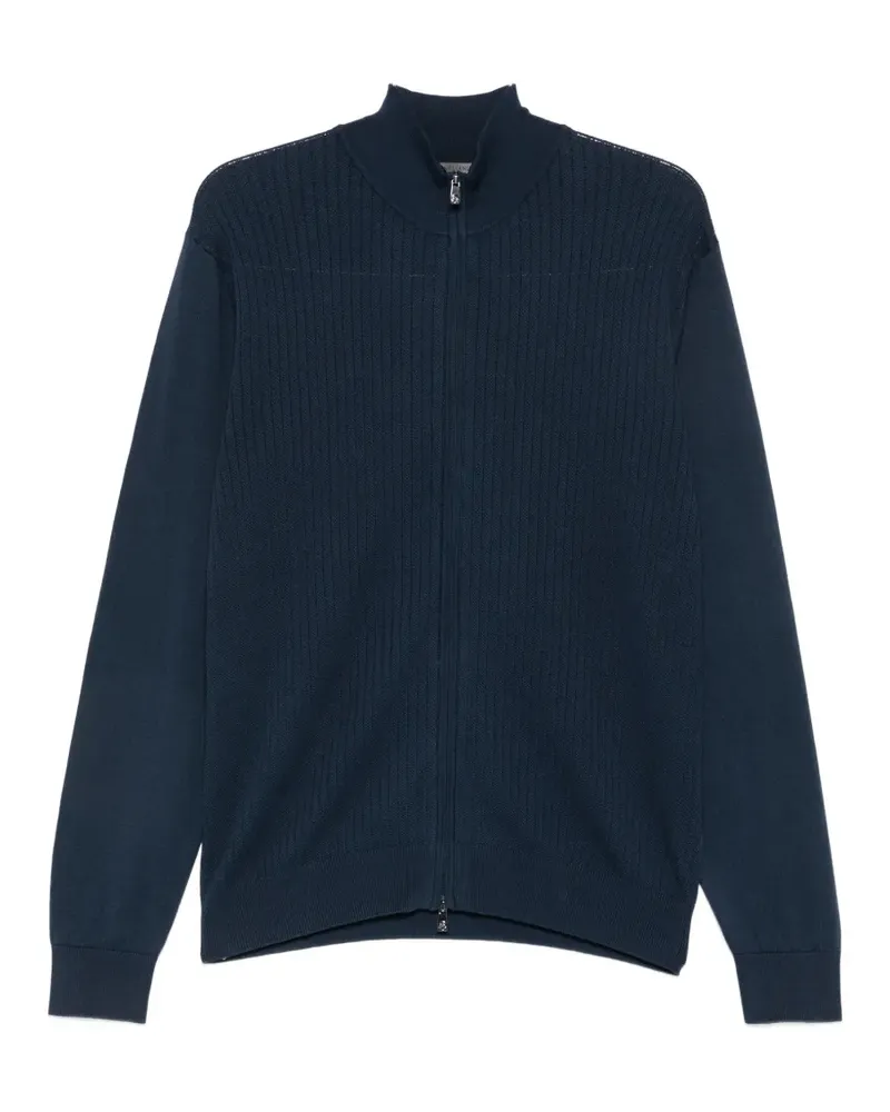 Corneliani ribbed-knit zip-fastening cardigan - Blau Blau