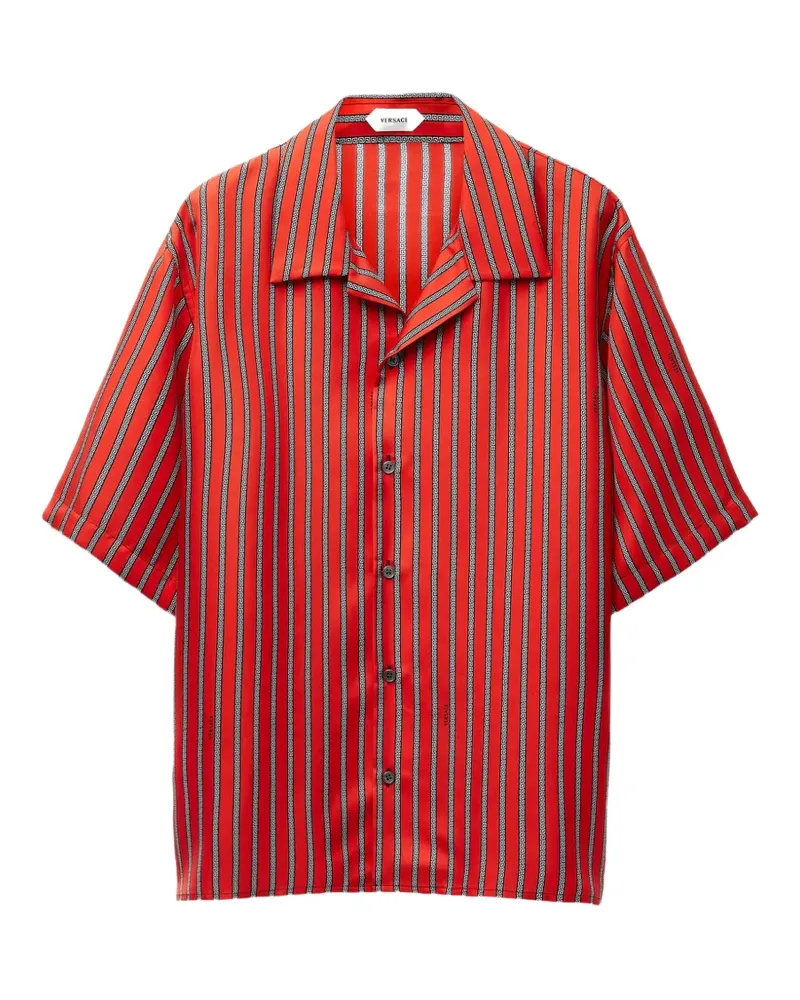 Versace Seidenhemd mit Meandros-Print - Rot Rot