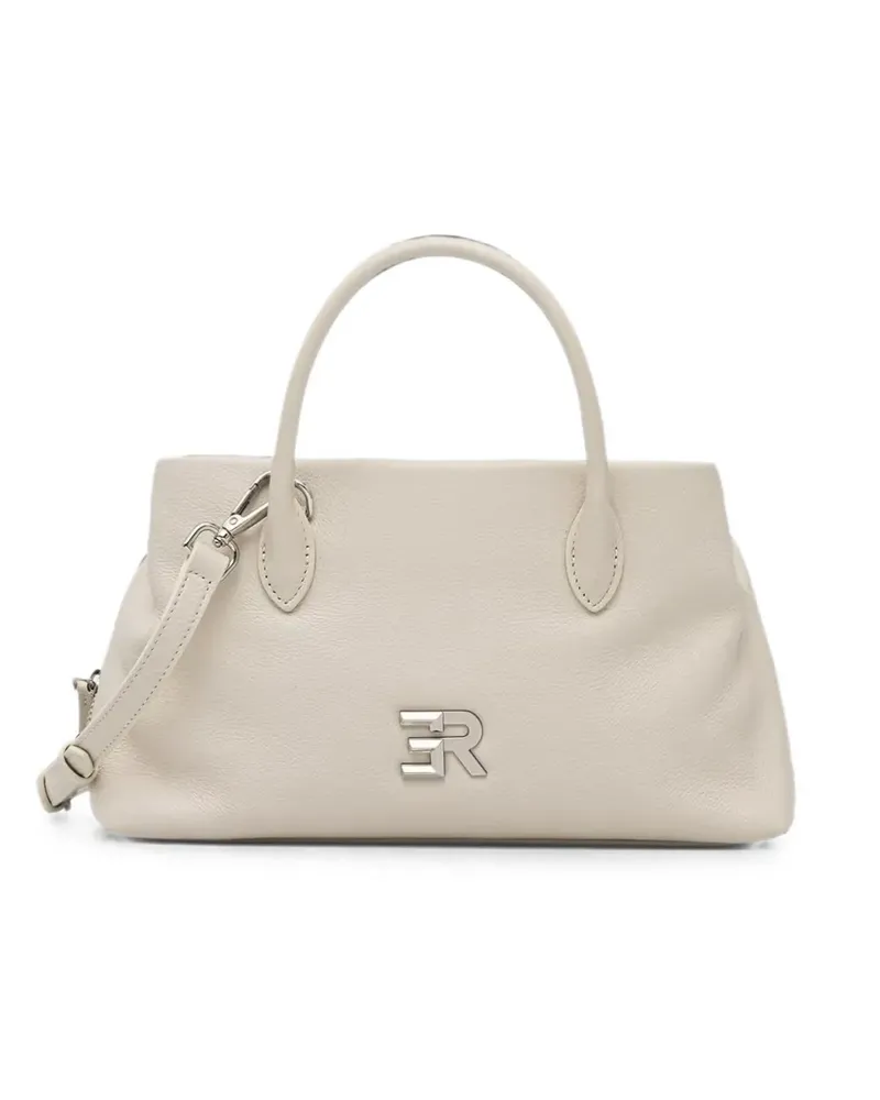 Ermanno Scervino logo-plaque pebbled-leather tote bag - Nude Nude