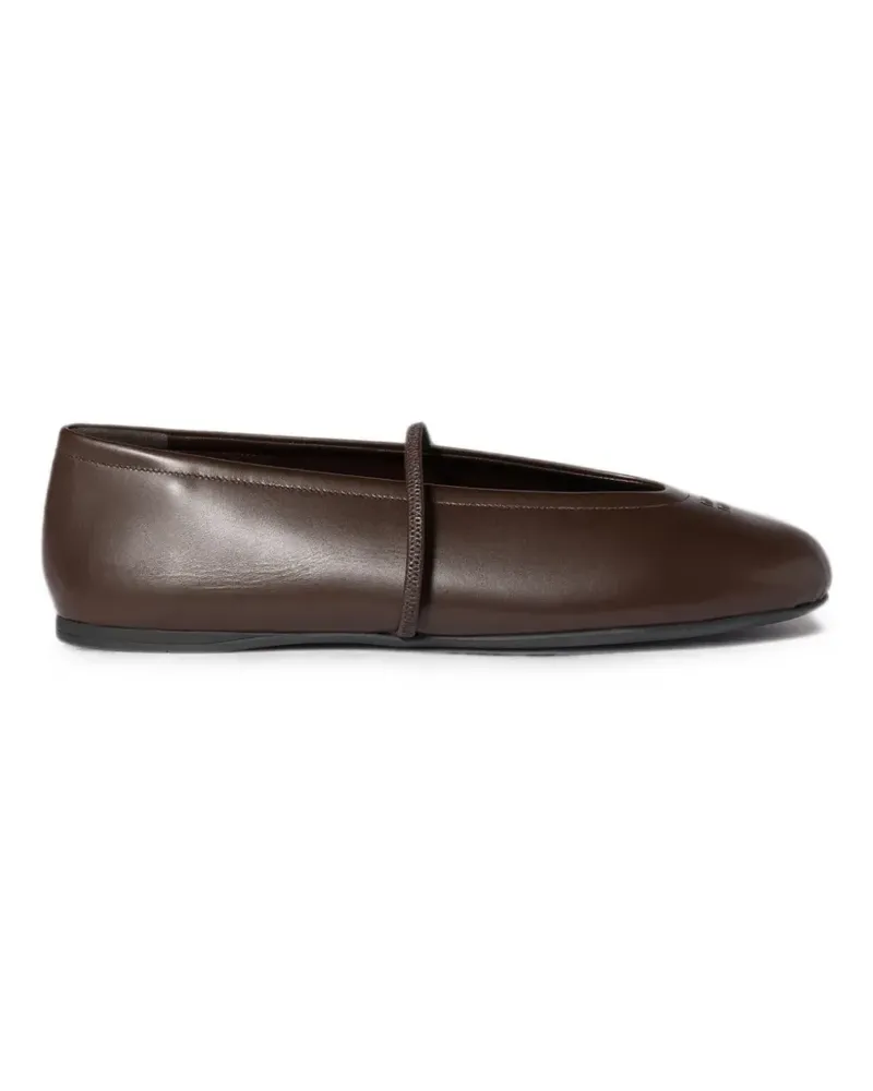Miu Miu Ballerinas mit Logo-Prägung - Braun Braun