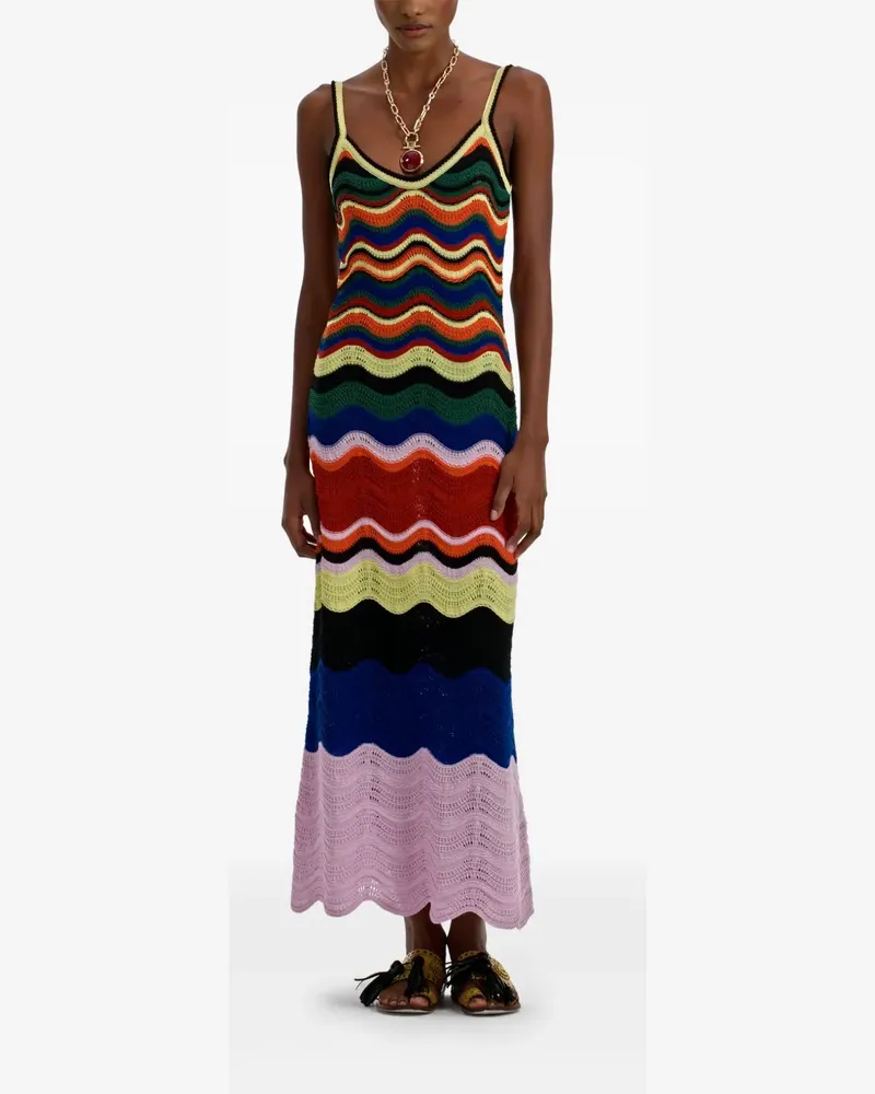 La DoubleJ Gestricktes Maxikleid mit Wellenmuster - Schwarz Schwarz