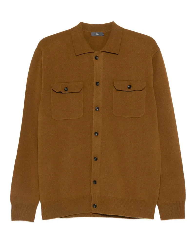 HOSIO Cardigan mit Klappentaschen - Braun Braun