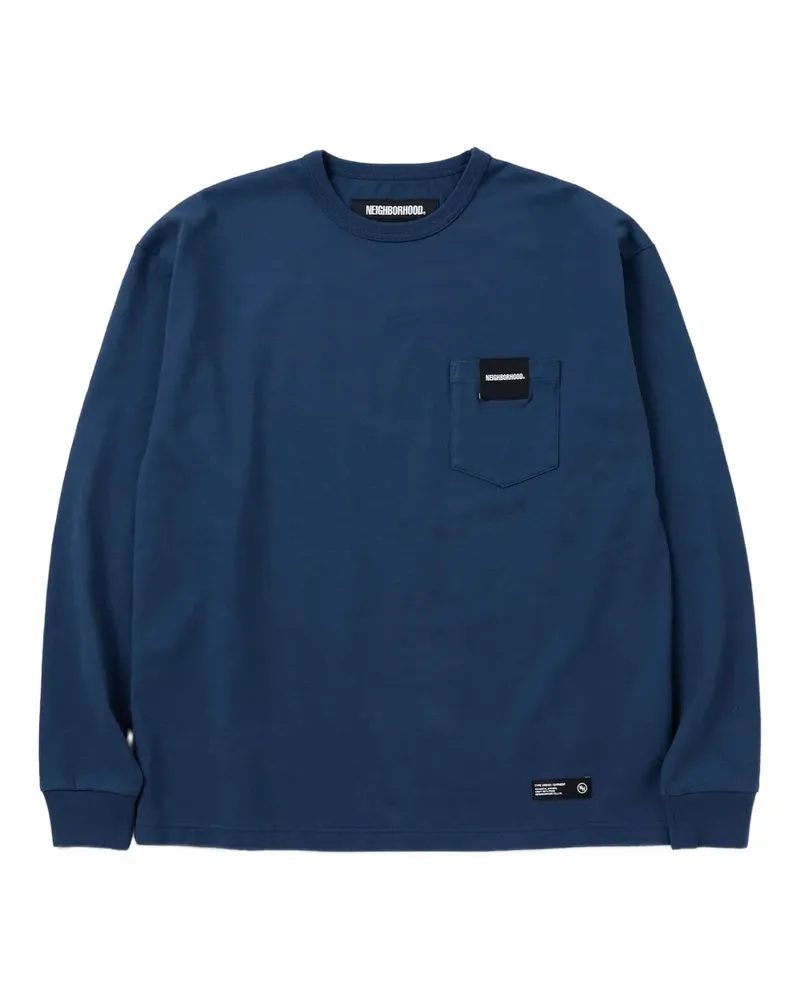Neighborhood Langarmshirt mit Tasche - Blau Blau