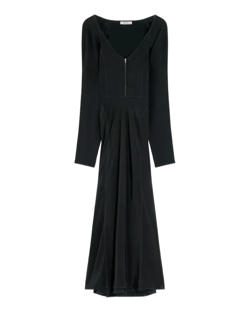 Christophe Lemaire Midikleid mit Raglanärmeln im Diagonalschnitt - Schwarz Schwarz